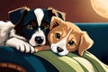 Dog And Cat Sleeping Together Kitten And Puppy Illustration. Generative AI Royalty Free Stock Photo