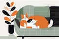 Dog and Cat together illustration