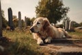 Dog cemetery grave alone. Generate Ai