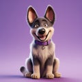 Realistic 3d Render Of Happy Baby German Shepherd On Lavender Background Royalty Free Stock Photo