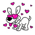 Dog character love postcard pink illustration cartoon