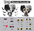 Dog characters creation vector set. Dogs character dalmatian animals editable create eyes, mouth and body kit.