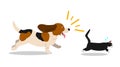 Dog chases cat Royalty Free Stock Photo