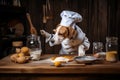 dog chef, mixing ingredients for tasty and nutritious treat