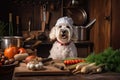 dog chef, vegetables for delicious homemade meal