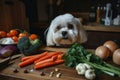 dog chef, vegetables for delicious homemade meal