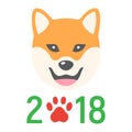 Dog, Chinese zodiac of 2018 year flat icon Royalty Free Stock Photo