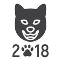 Dog, Chinese zodiac of 2018 year glyph icon Royalty Free Stock Photo