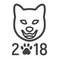 Dog, Chinese zodiac of 2018 year line icon Royalty Free Stock Photo