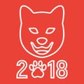 Dog, Chinese zodiac of 2018 year line icon Royalty Free Stock Photo