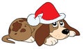 Dog in Christmas cap vector Royalty Free Stock Photo