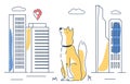 Dog in city vector doodle