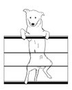 A Dog climbing metal fence