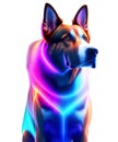 Dog Colorful body looking for command while starring. 3D Illustration
