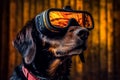 Dog colorful glasses. Generate Ai