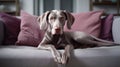 Dog in a comfy living space.