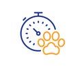 Dog competition line icon. Pets timer sign. Vector