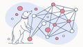 Dog Connected to Data Network Nodes, vector design Generative AI Royalty Free Stock Photo