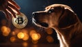 Dog Contemplating Bitcoin Offer Royalty Free Stock Photo