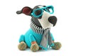 Dog with cool clothes isolated on white, stuffed toy, illustration generated by AI