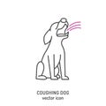 Coughing dog linear icon, sign, pictogram. Vector illustration Royalty Free Stock Photo