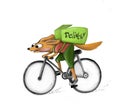 The dog courier is in a hurry to deliever the order, Delievery service illustration