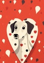 Dog cute animal love illustration puppy heart valentine dalmatian cartoon pets Royalty Free Stock Photo