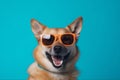 dog cute funny smile sunglasses animal pet background portrait purebred. Generative AI.