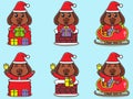 Vector illustration of Dog Cute Santa set Royalty Free Stock Photo