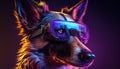 Dog in cyberpunk style by Generative AI