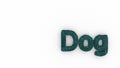 Dog - 3d word azure on white background. render of furry letters. Dog pets fur. Pet shop, pet house, pet care emblem logo design