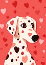 Dog dalmatian lovely puppy pet cartoon animal illustration background black cute