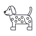 Dog, dalmatian vector line icon, sign, illustration on background, editable strokes