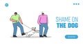 Dog danger landing page. Angry dog on leash attack man during walk with owner