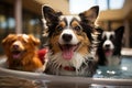 A dog daycare center, where furry pals gather for a day filled with fun, frolic, and furry friendships. This Royalty Free Stock Photo