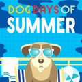 Dog days of summer comic cartoon vector poster Royalty Free Stock Photo