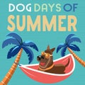 Dog days of summer comic cartoon vector poster Royalty Free Stock Photo