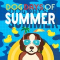 Dog days of summer comic cartoon vector poster Royalty Free Stock Photo