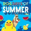 Dog days of summer comic cartoon vector poster Royalty Free Stock Photo