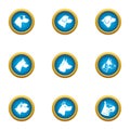 Dog deal icons set, flat style