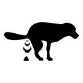 Dog defecation poke pooping pet feces doing its toilet concept of place for walking with animals site excrement canine icon