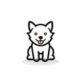Minimalistic Japanese Logo: Smiling White Dog Character Icon Royalty Free Stock Photo