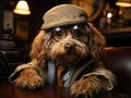 Dog detective with magnifying glass Royalty Free Stock Photo
