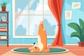 dog doing yoga. sport exercises pilates concept fitness funny happy animal dog doing fitness physical training. vector