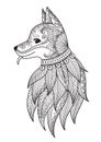 Dog doodle coloring book page. Antistress for adult. Zentangle style. Chinese symbol of the year the dog in the eastern horoscope Royalty Free Stock Photo