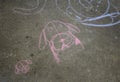 Dog drawn with chalk