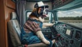 Dog Dressed as Truck Driver Royalty Free Stock Photo