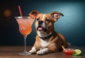 Dog Drinking Cocktail