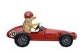 Dog drives retro red sports car Royalty Free Stock Photo