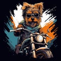 Dog driving a motorcycle in the summer Generative AI Royalty Free Stock Photo